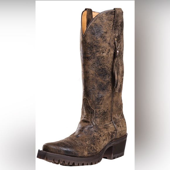Johnny Ringo Shoes - Johnny Ringo Batallas Ante Toe Boots Western Cowboy Brown Shimmer Tassel 6.5